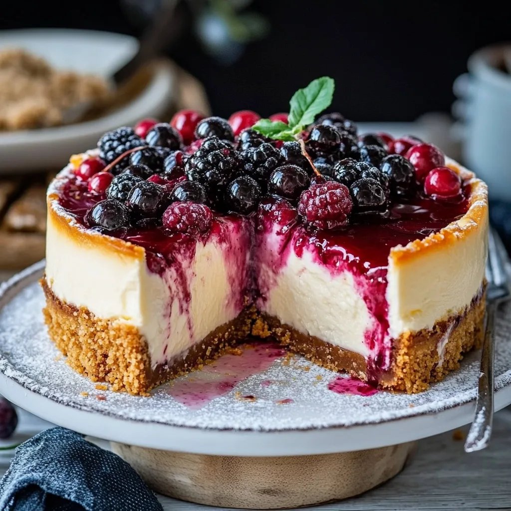 Weihnachtsmärchen auf dem Kuchenteller – Spekulatius-Käsekuchen mit Glühweinbeeren