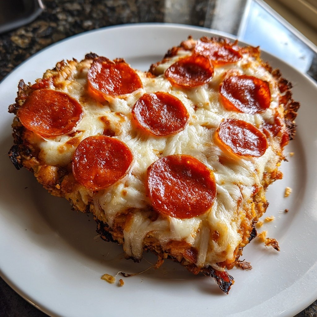 Herzförmige Peperoni Pizza romantisch