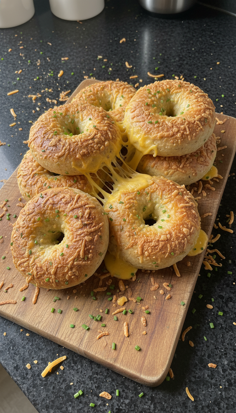 Cheddar Schnittlauch Hochprotein Bagels