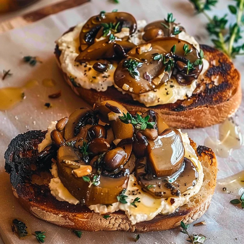 Schnelle Bruschetta mit Trüffelricotta & Champignon