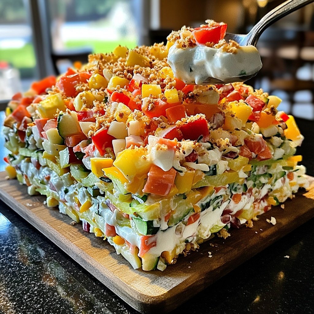 Weihnachtlicher Schichtsalat mit Mais und Erbsen