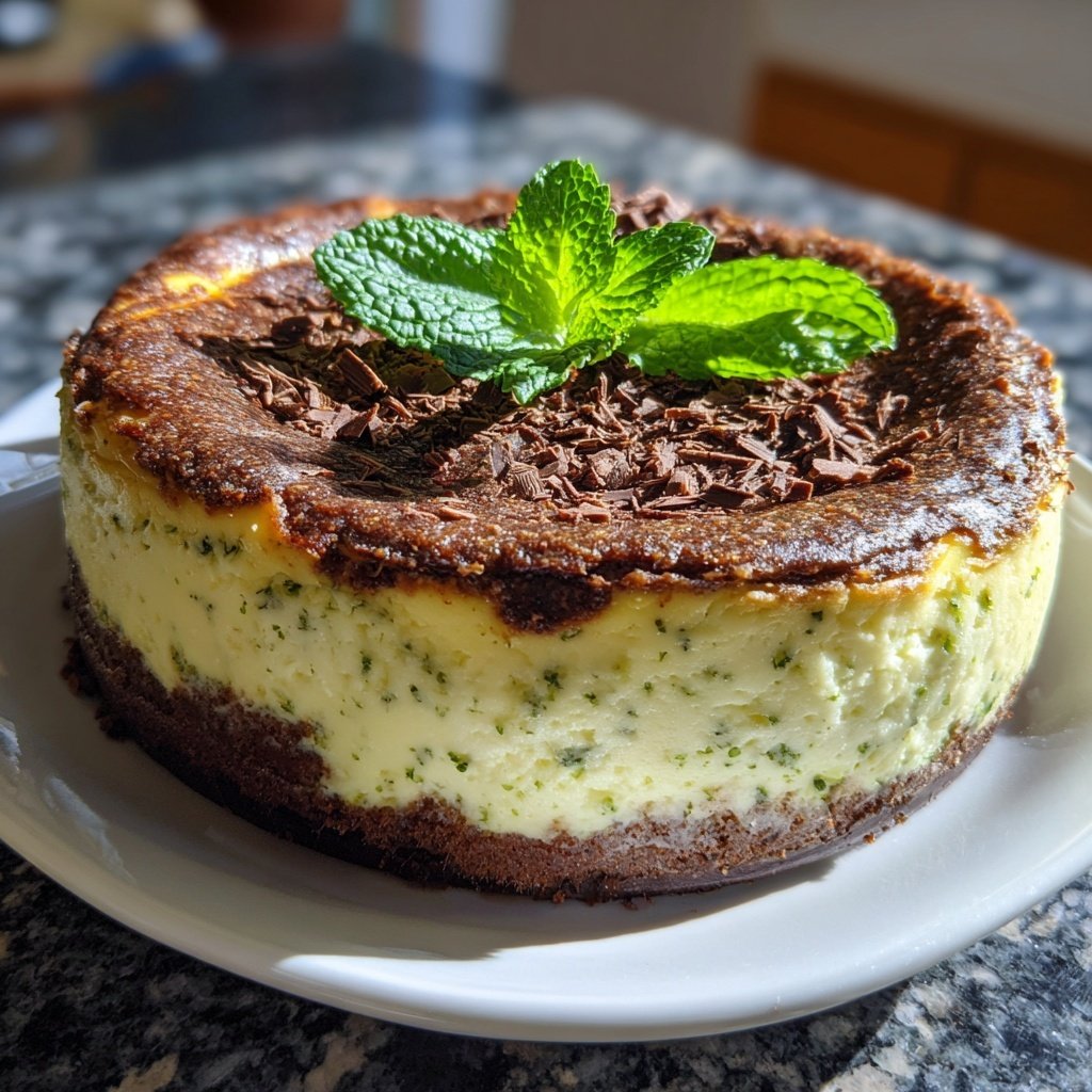 Pfefferminz Käsekuchen mit Schokolade Kruste