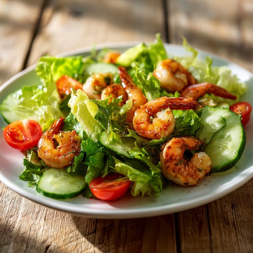 Frischer Frühlingssalat mit Garnelen