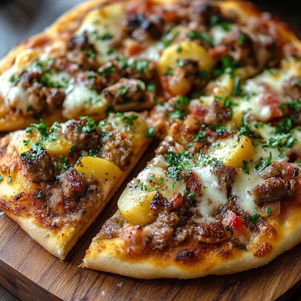 Kartoffelpizza mit Hackfleisch