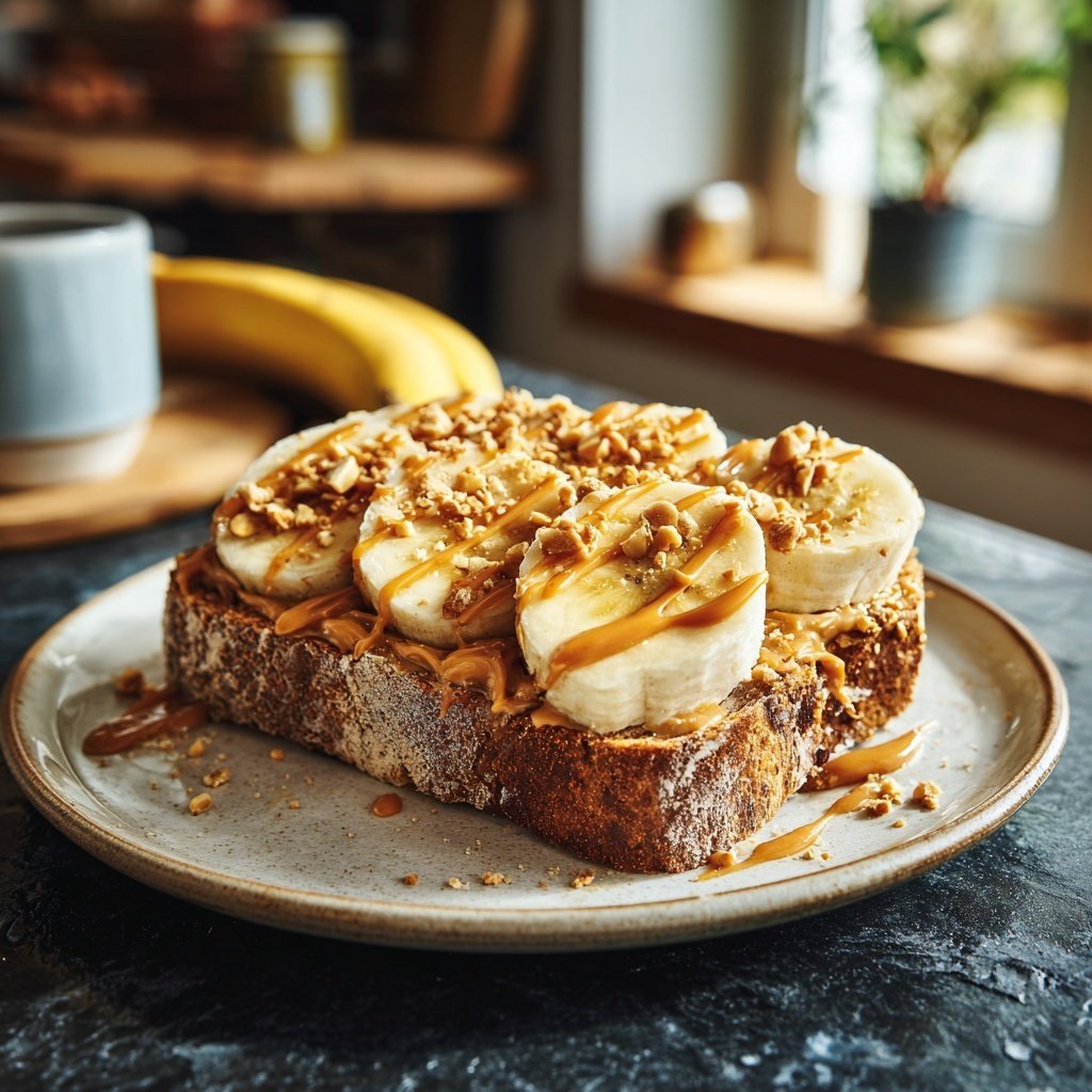 Erdnussbutter Banane Toast