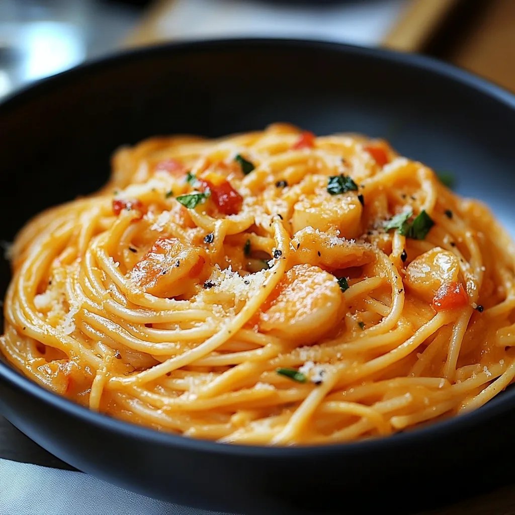 Spaghetti mit Garnelen in Frischkäsesoße