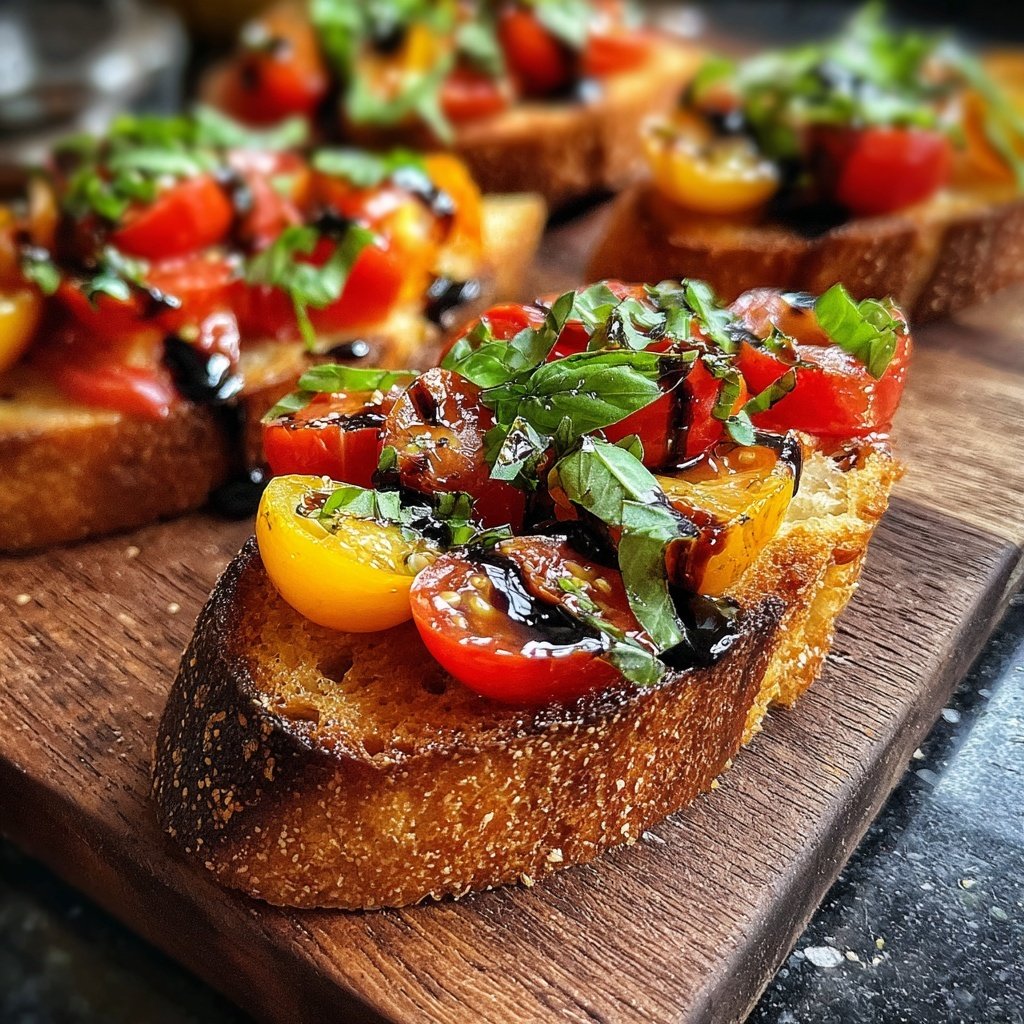 Bruschetta mit Tomaten und Basilikum