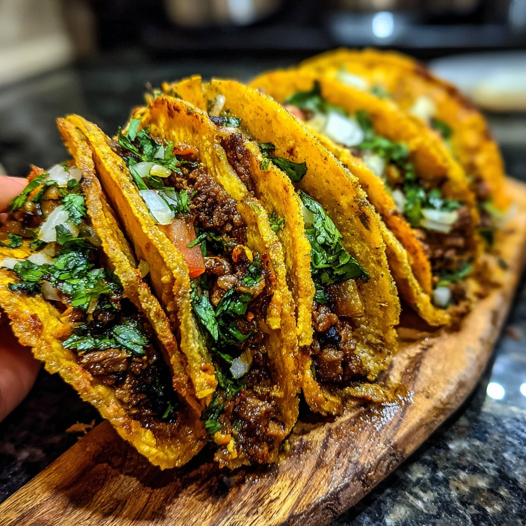 Winzige Tacos mit Rind Bohne