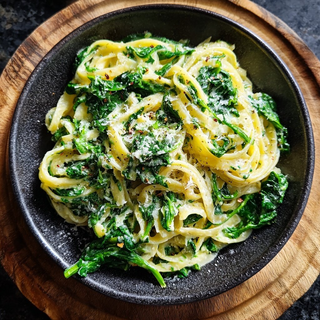 Cremige Frühlingspasta mit Spinat