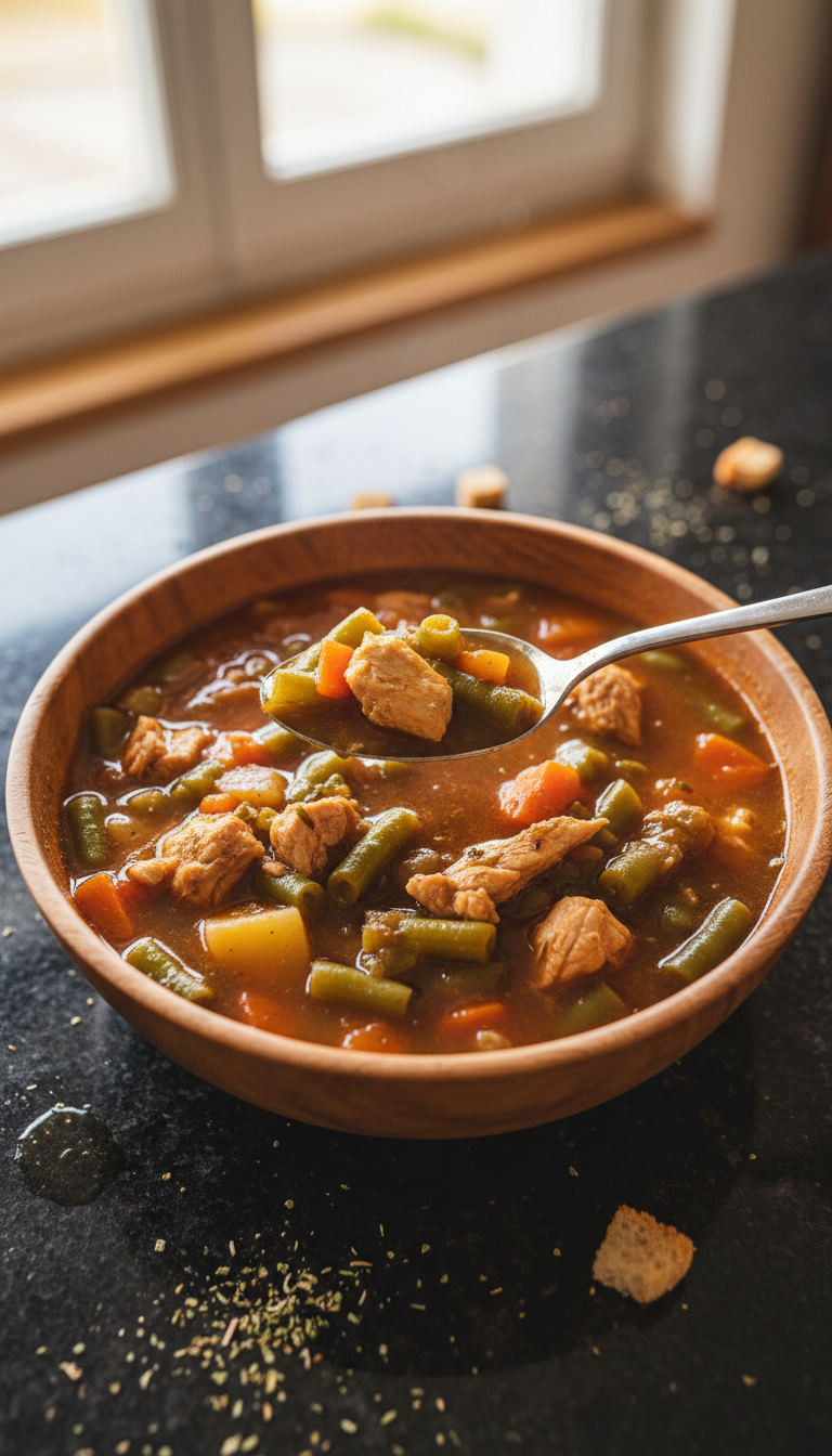 Stückige Hähnchen Bohnen Suppe