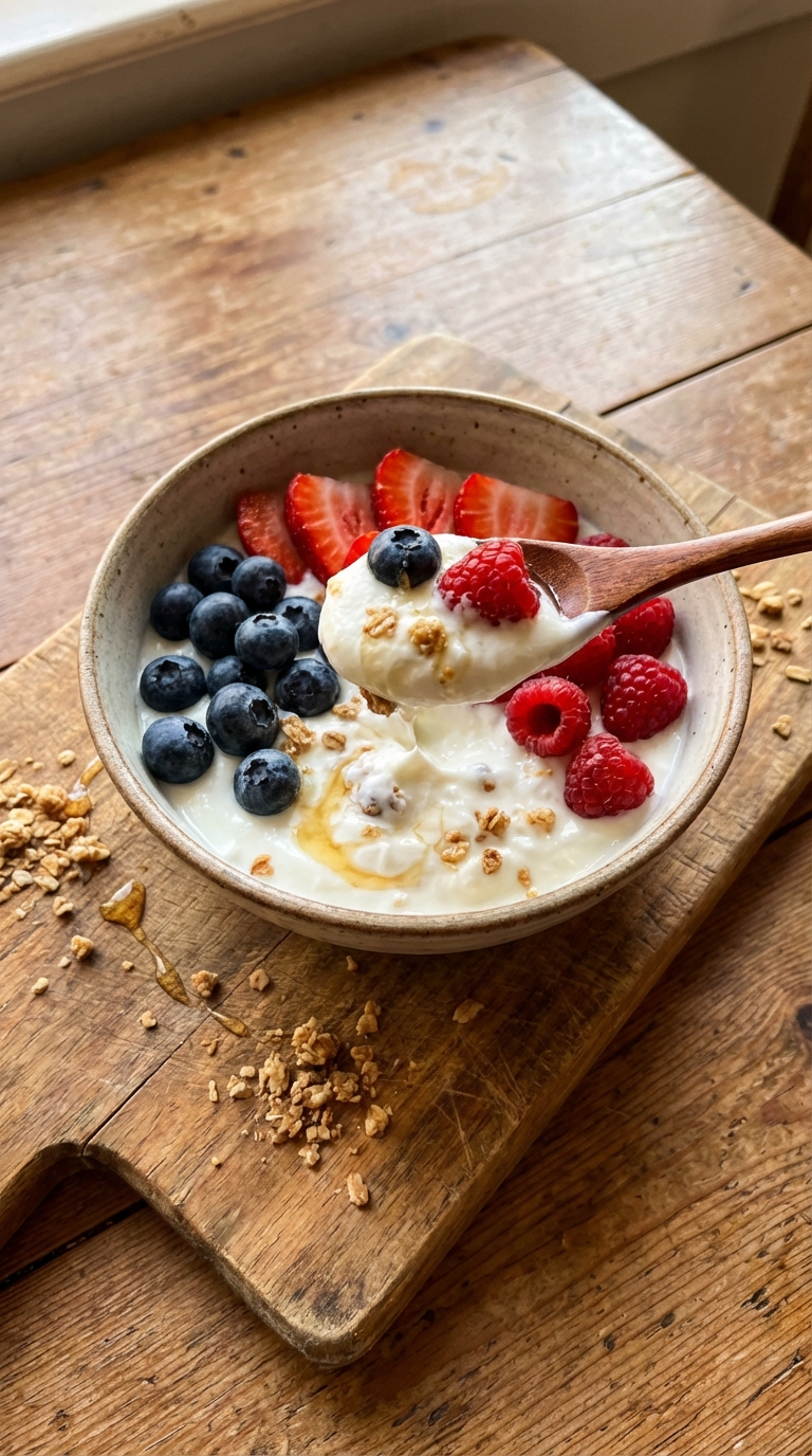 Obst mit griechischem Joghurt